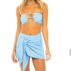 Tahiti Mini Sarong Wrap Skirt - Marine Blue
